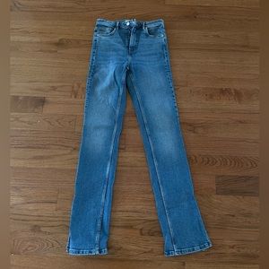 ZARA Hi Rise Split Blue Jeans